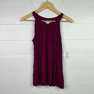 LIZ CLAIBORNE Plum Wine Berry High Neck Sleeveless Blouse Top Shirt Size Small